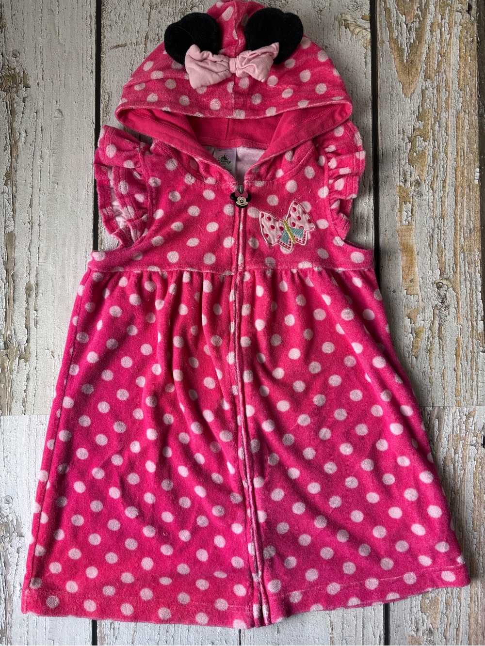 Disney Pink Polka Dot Hooded Swim Coverup with Minnie Ears